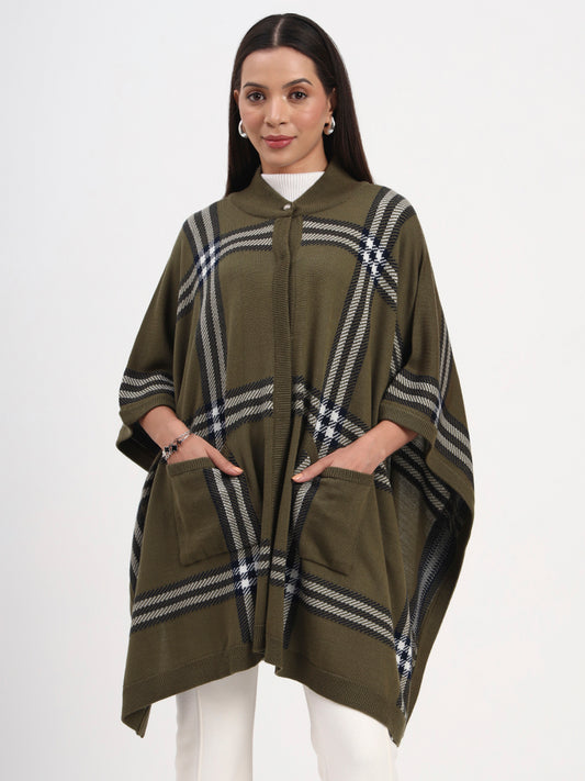 Olive Glencheck Cape