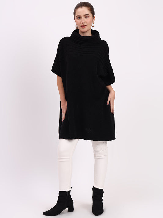 Noir Black Cascade Poncho