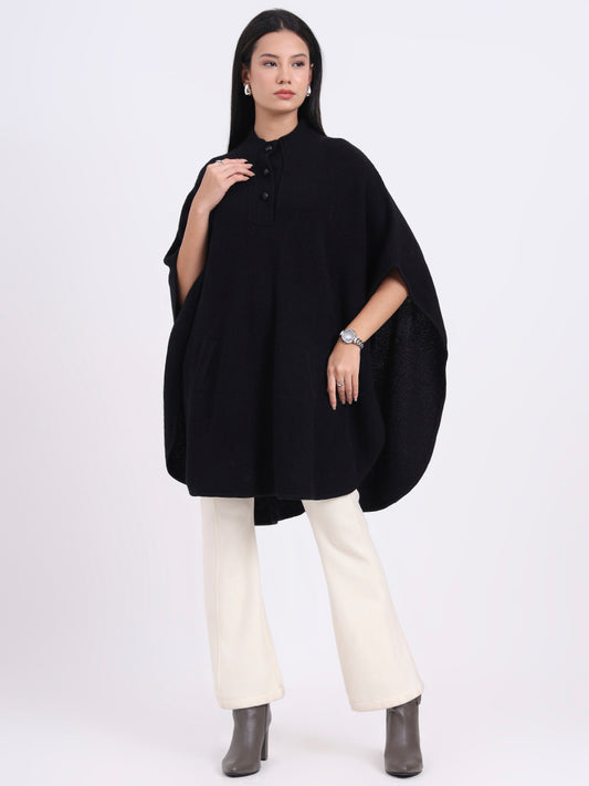 Raven Mist Buttoned Poncho