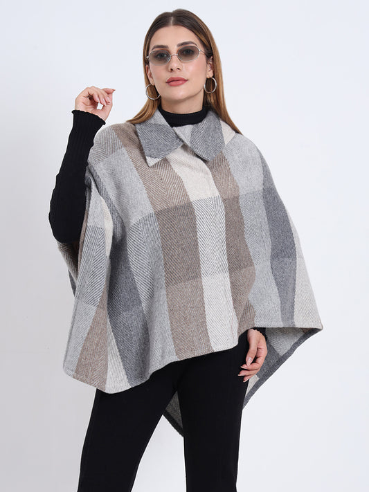 Sandstone Check Poncho