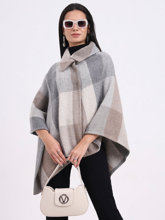 Sandstone Check Poncho
