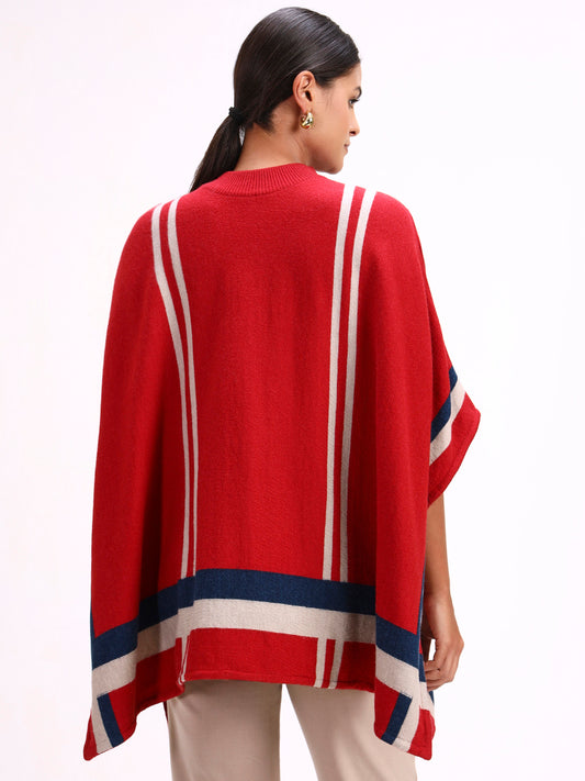 Vermilion Stripe Poncho