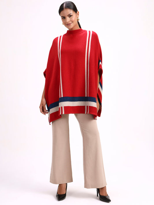 Vermilion Stripe Poncho