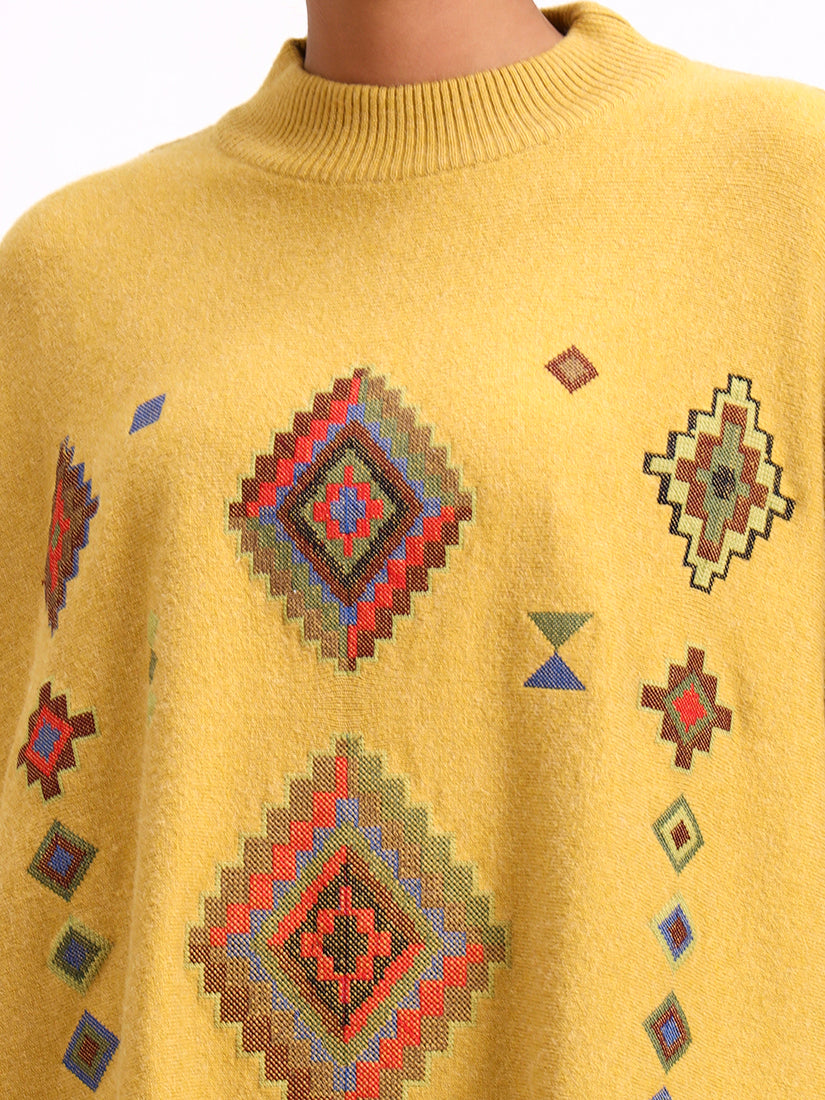 Ochre Mosaic Poncho