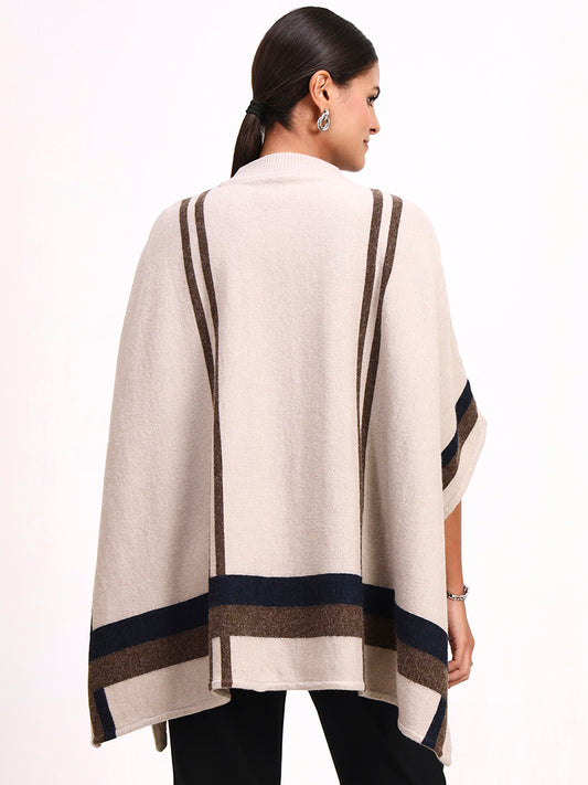 Oatmeal Stripe Poncho