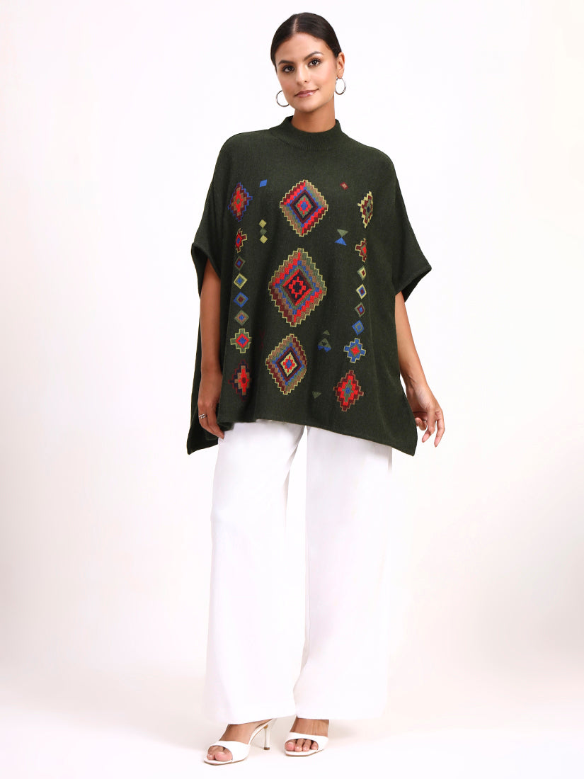 Olive Mosaic Poncho