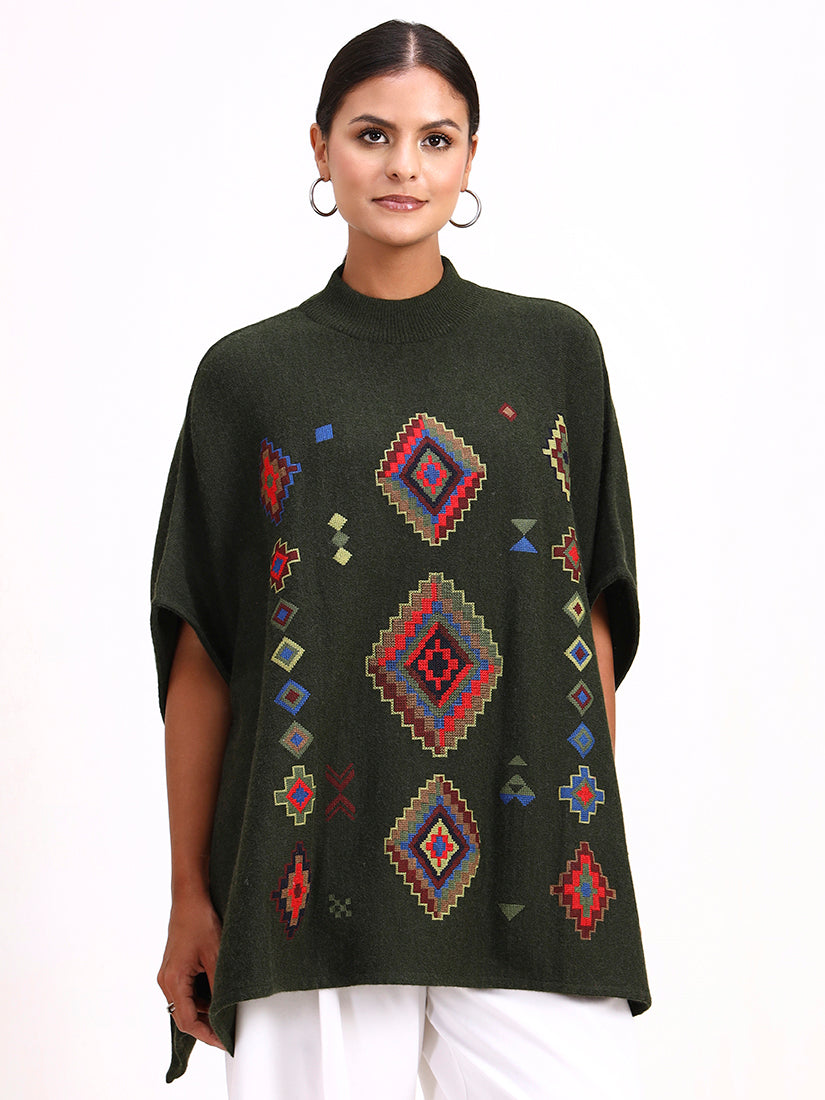 Olive Mosaic Poncho