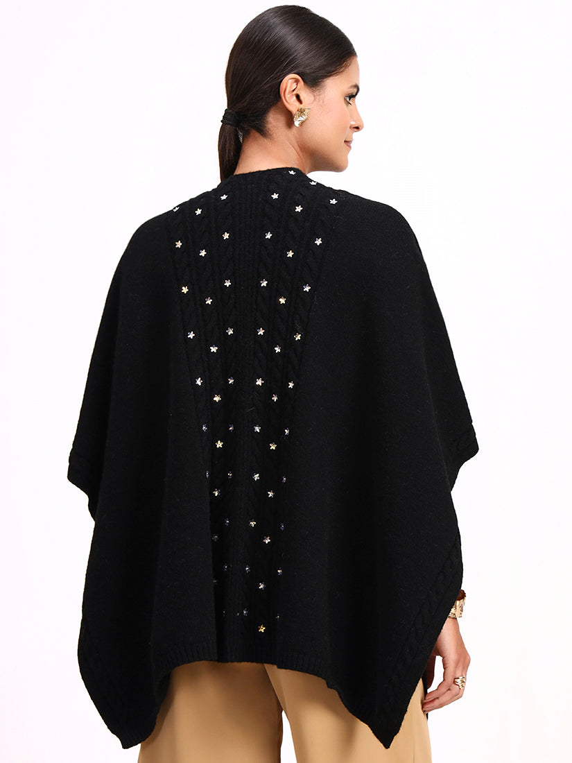 Noir Jardin d'Hiver Poncho