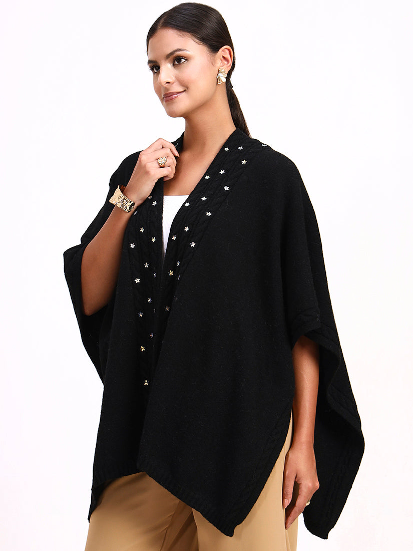 Noir Jardin d'Hiver Poncho