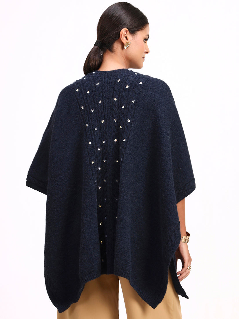 Bleu Fleur de Neige Poncho