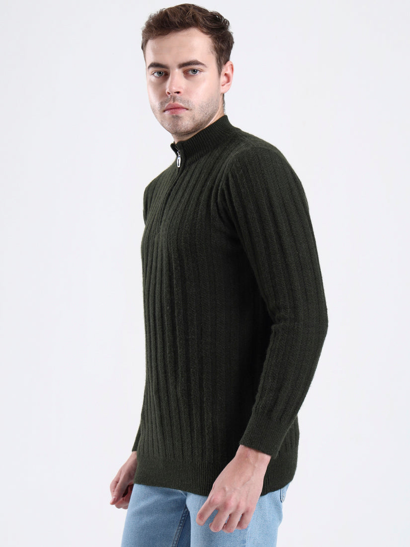 Woodland Olive Quarter-Zip Sweater