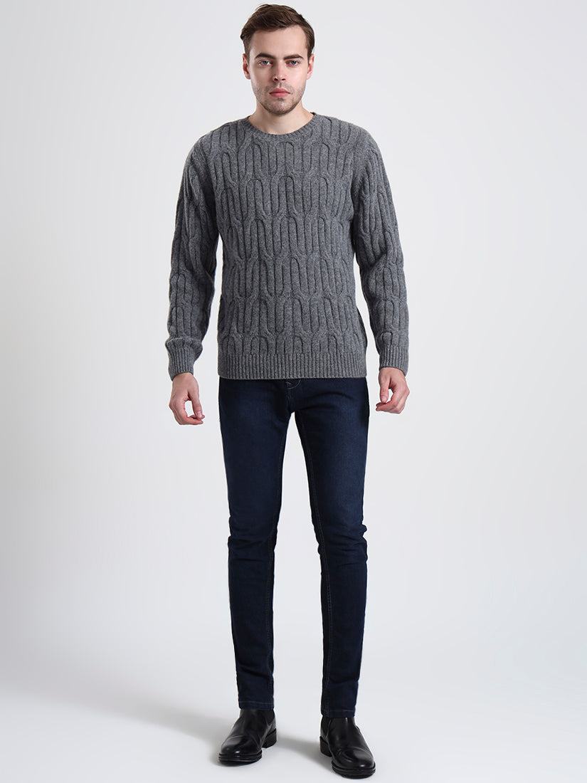 Silver Heather Cable Sweater