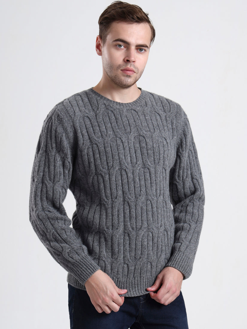 Silver Heather Cable Sweater