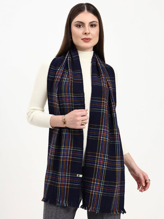 Winter Navy Multi-Check Scarf