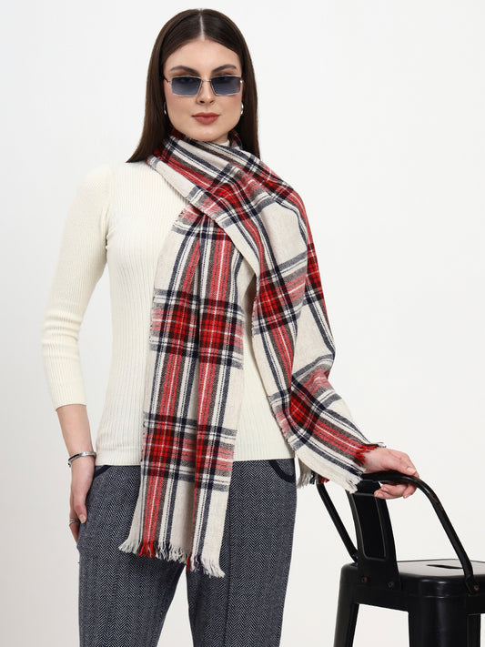 Snowfield Red Check Wool Scarf