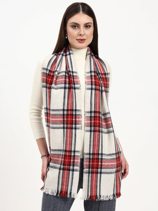 Snowfield Red Check Wool Scarf