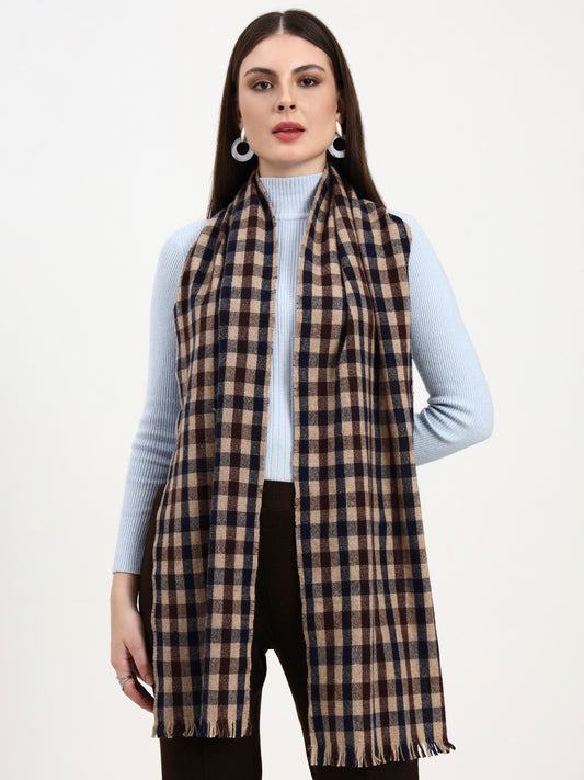 Espresso Grid Wool Scarf
