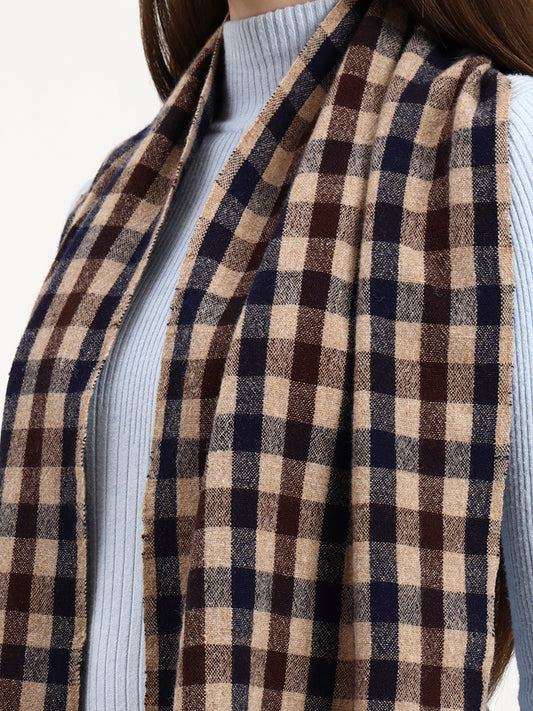 Espresso Grid Wool Scarf