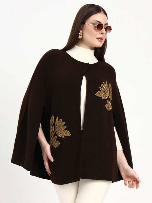Solenne Gold Embroidered Poncho