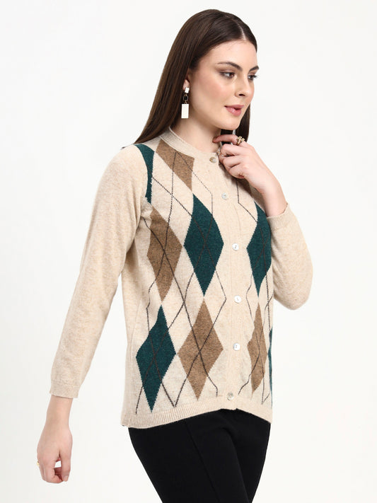 Tonal Diamond Knit Cardigan