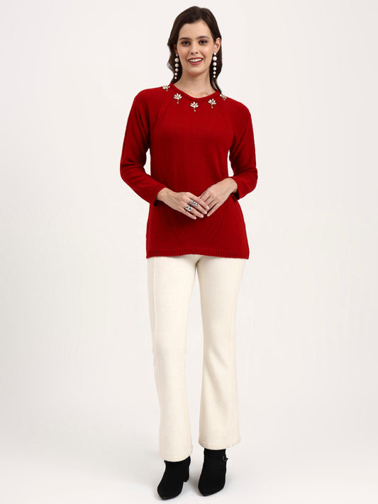 Imperial Garnet Embellished Cardigan