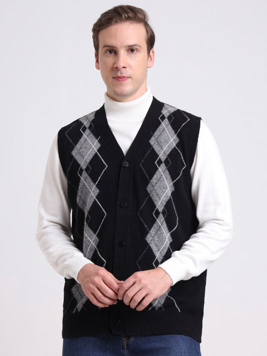 Ebony Crest Sleeveless Cardigan