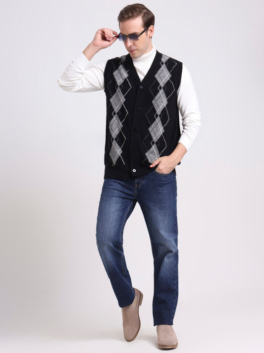 Ebony Crest Sleeveless Cardigan