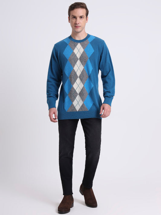 Ferozi Ember Argyle Pullover