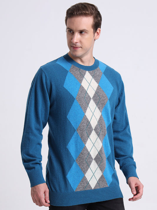 Ferozi Ember Argyle Pullover