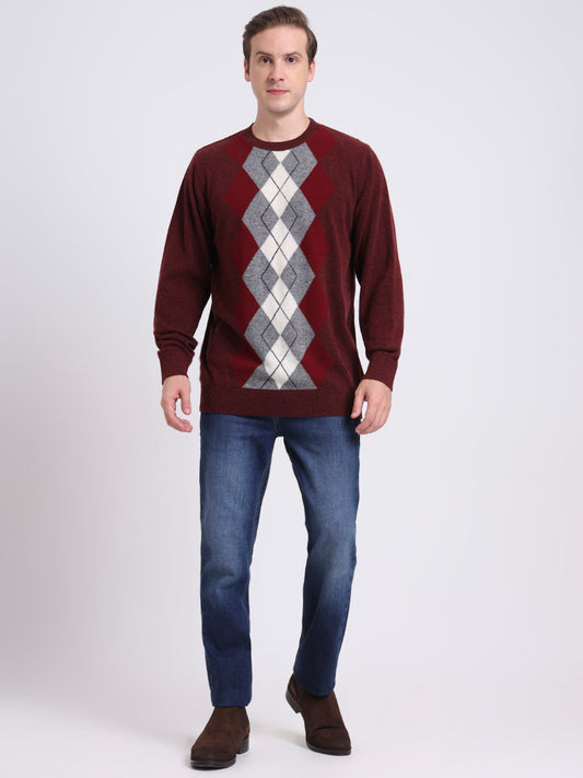 Rust Garnet Argyle Pullover