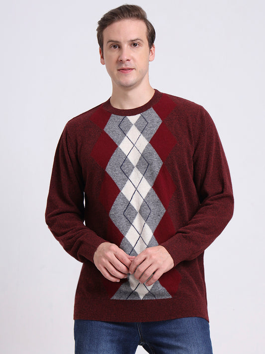 Rust Garnet Argyle Pullover