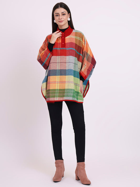 Highland Ember Check Poncho