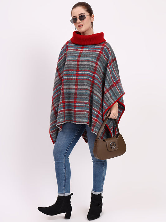 Heathermoor Crimson Stripe Poncho
