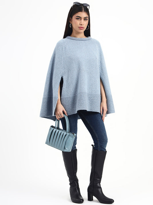 Dusted Blue Felted Poncho