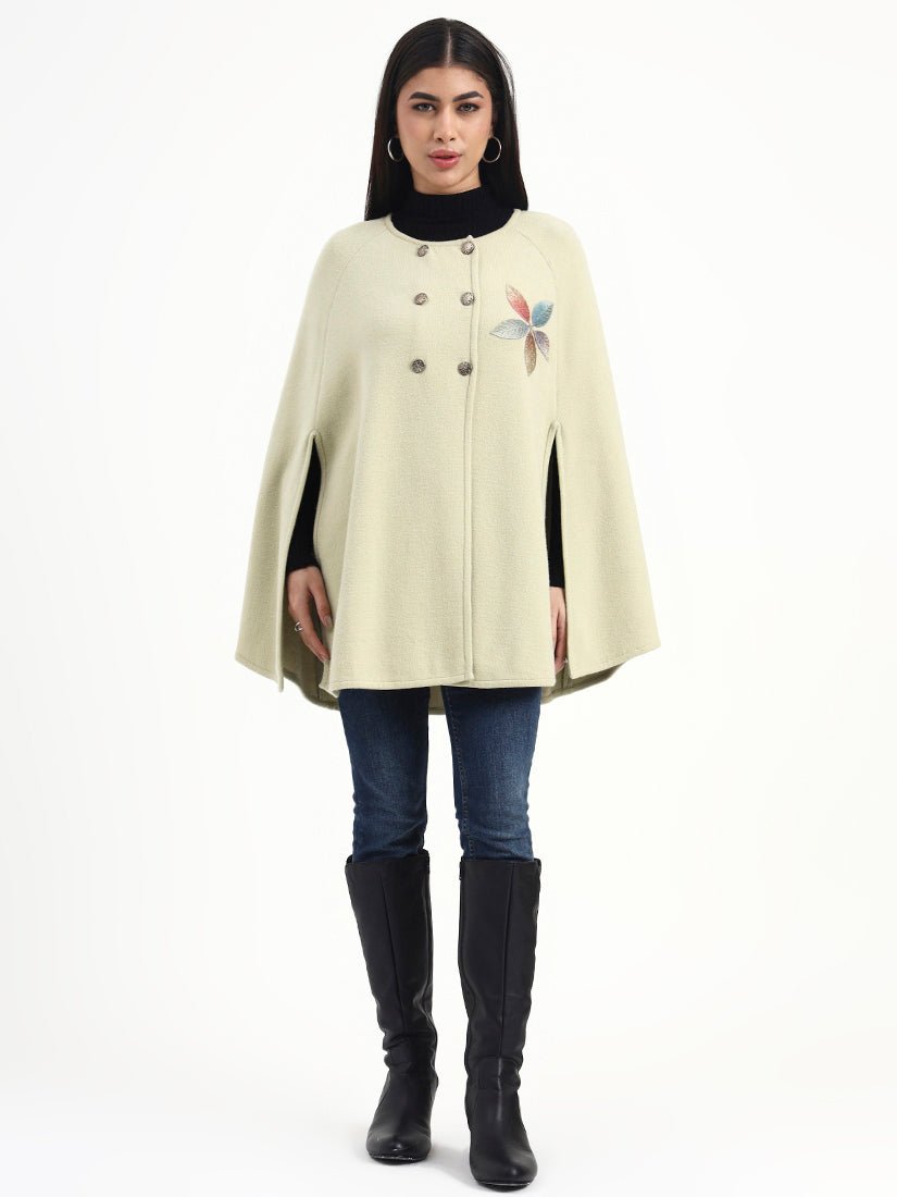 Ecru Bloom Leaf Poncho