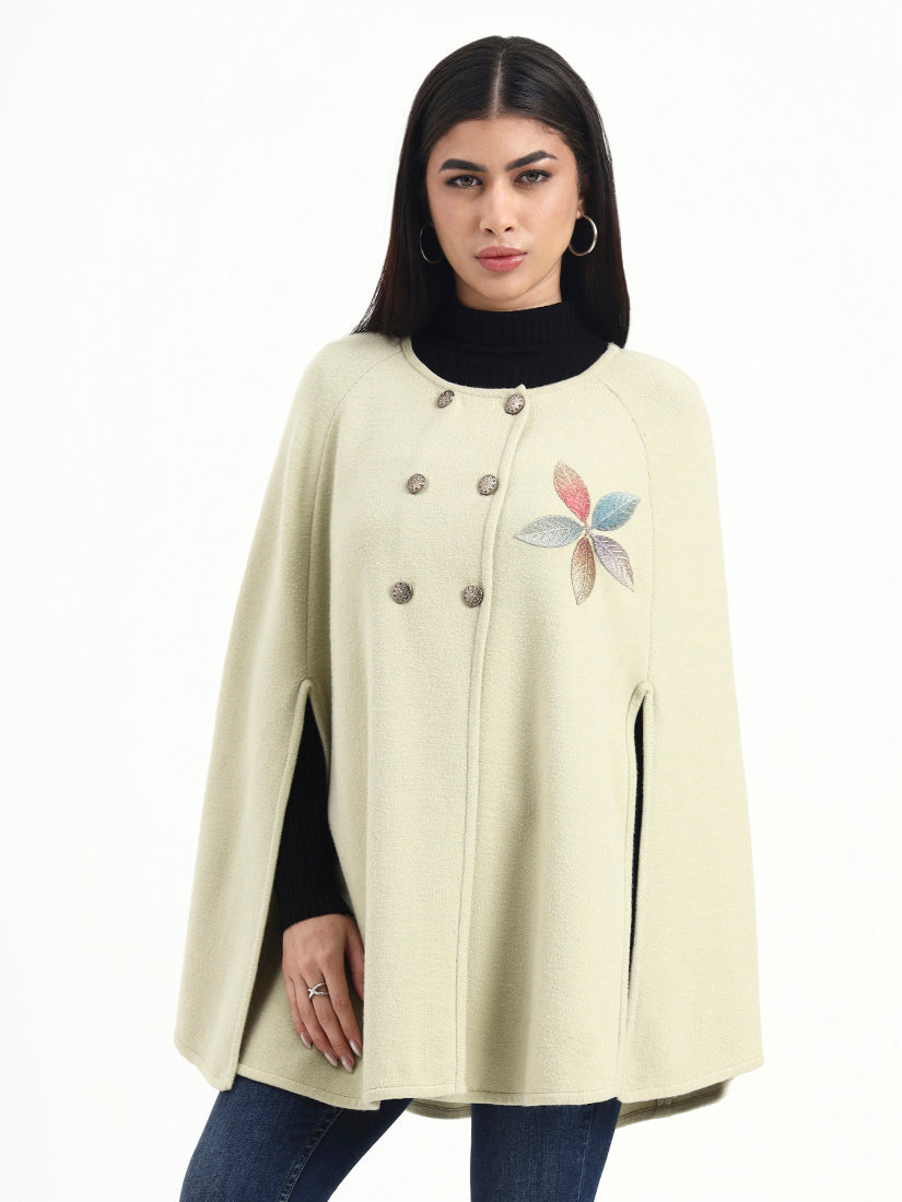 Ecru Bloom Leaf Poncho
