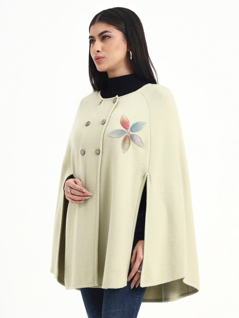 Ecru Bloom Leaf Poncho