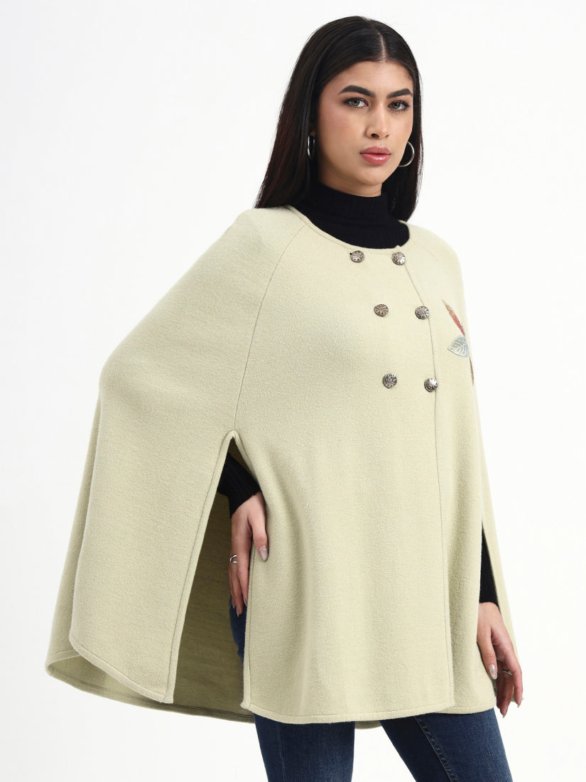 Ecru Bloom Leaf Poncho