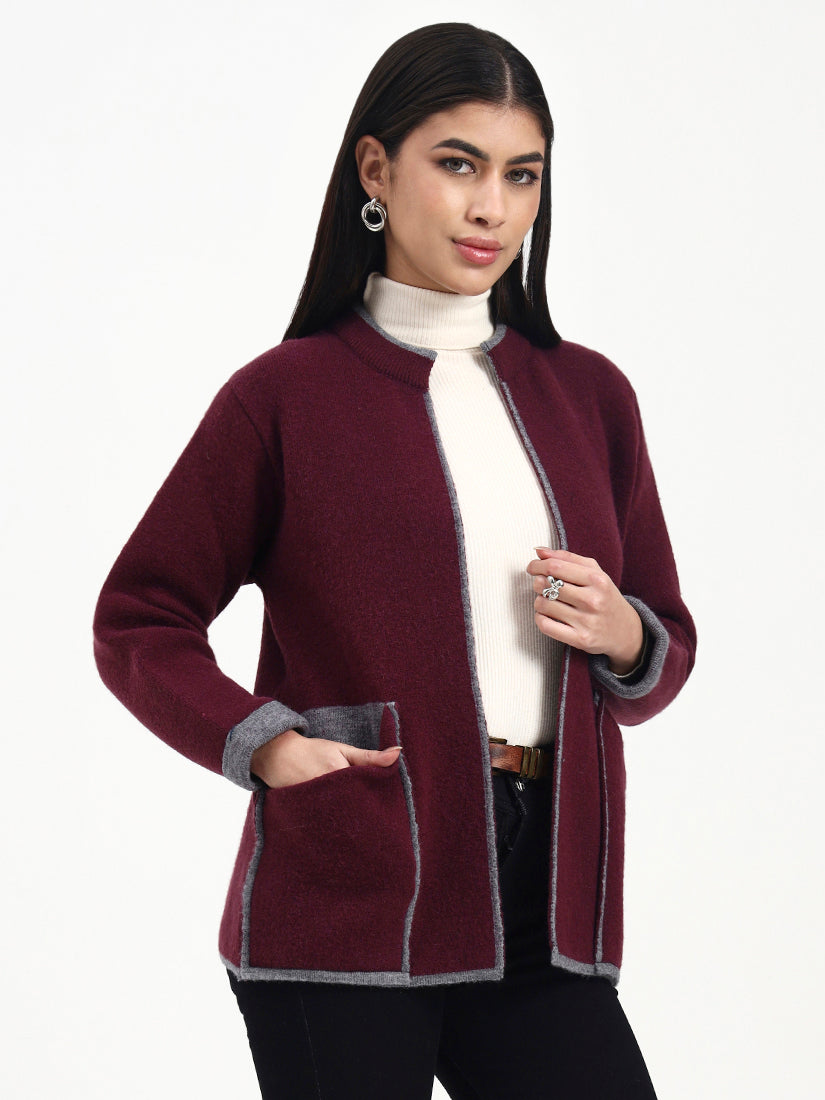 Burgundy Mist Edge Cardigan