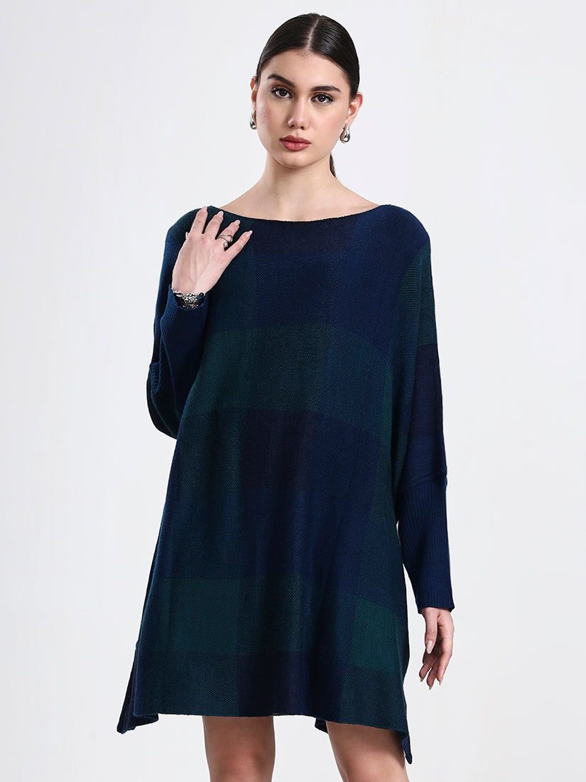 Azzurro — Luxury Check Poncho