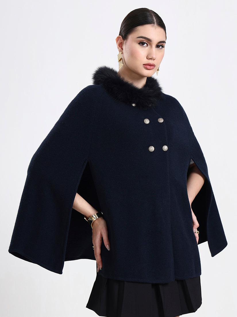Midnight High Navy Poncho