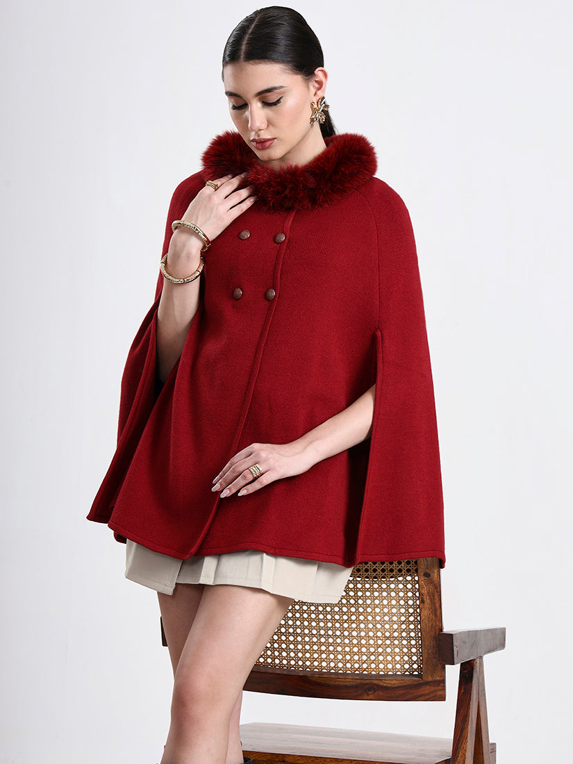 Burgundy Red Poncho