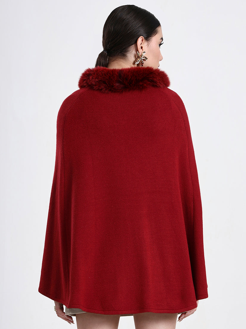 Burgundy Red Poncho