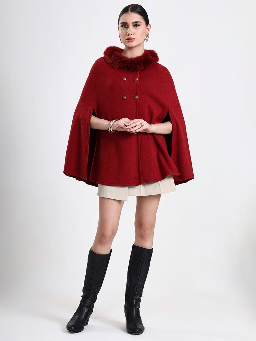Burgundy Red Poncho
