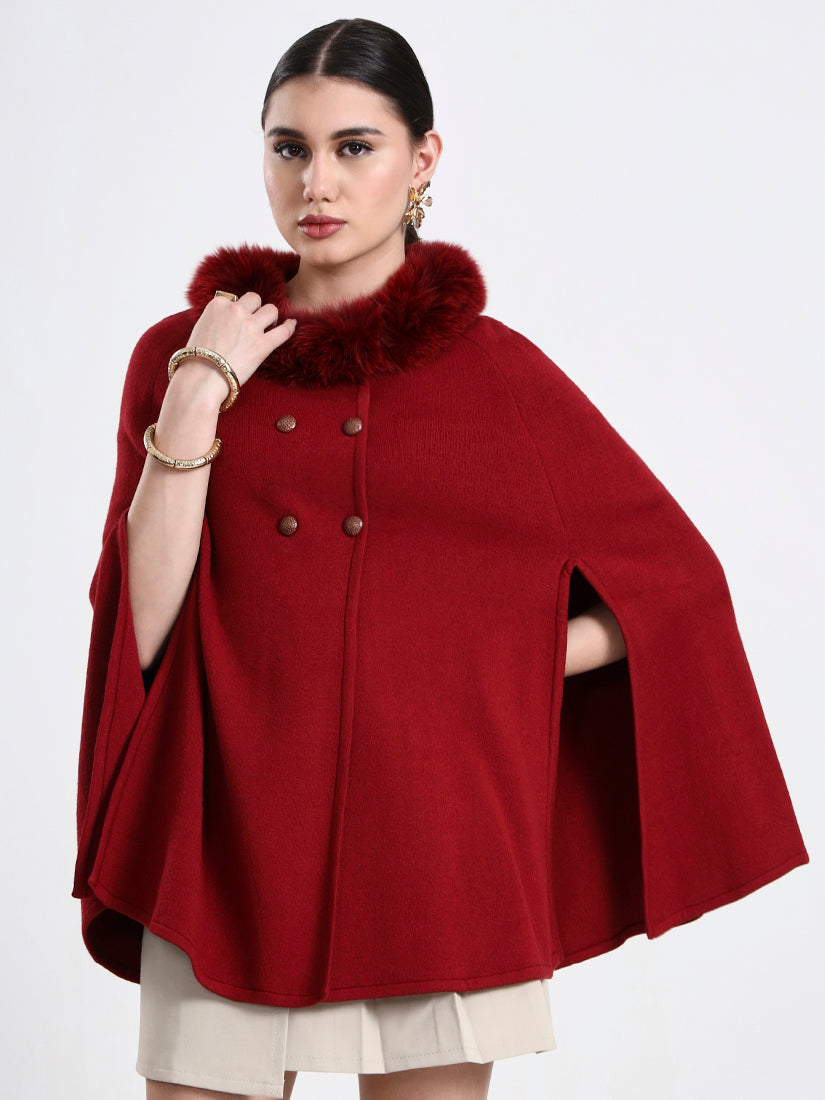Burgundy Red Poncho