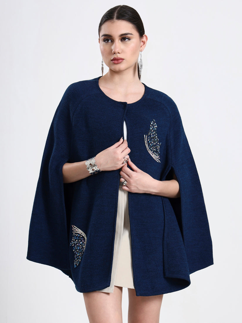 Cobalt Éclat Embellished Cloak