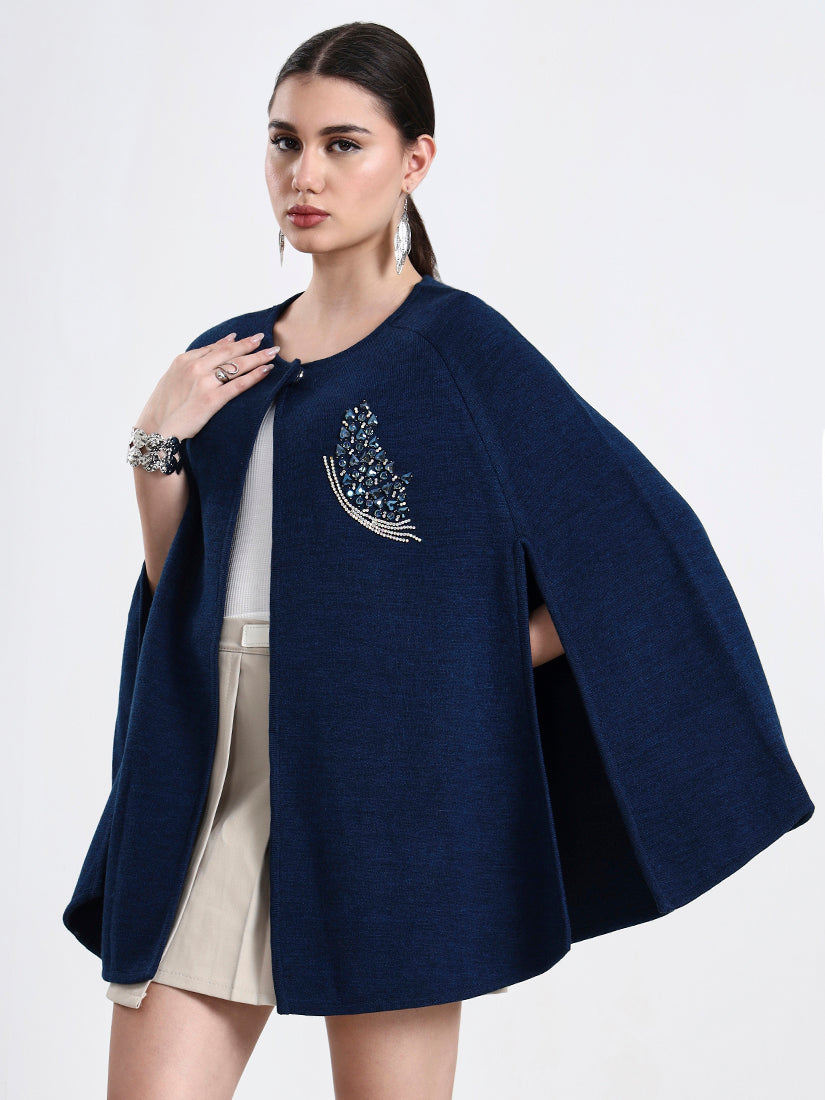 Cobalt Éclat Embellished Cloak