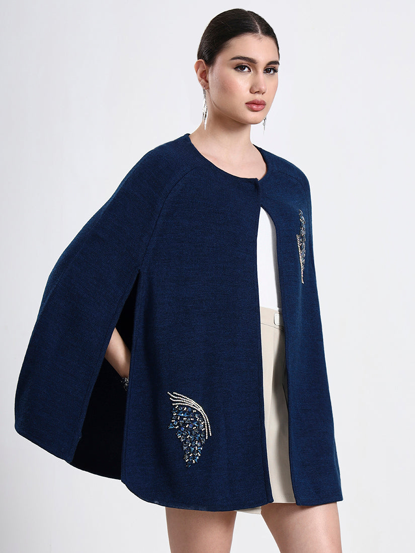 Cobalt Éclat Embellished Cloak