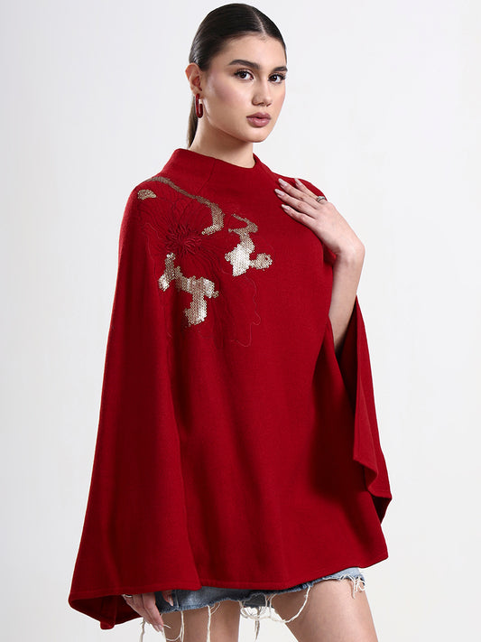 Crimson Atelier Embellished Cloak