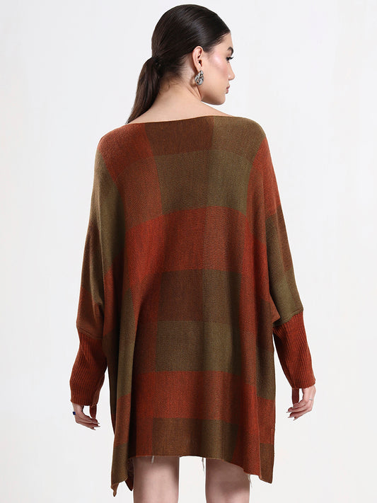 Cobre — Luxury Check Poncho